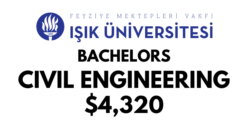 Bachelors of Science (BSc) in Civil Engineering at ISIK University: Tuition Fee: $4320/year (After Scholarship)