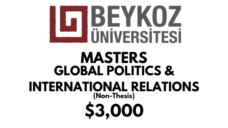 Master in Global Politics & International Relations (Non-Thesis) at Beykoz University: Tuition: $3,000 USD Entire Program (After Scholarship)