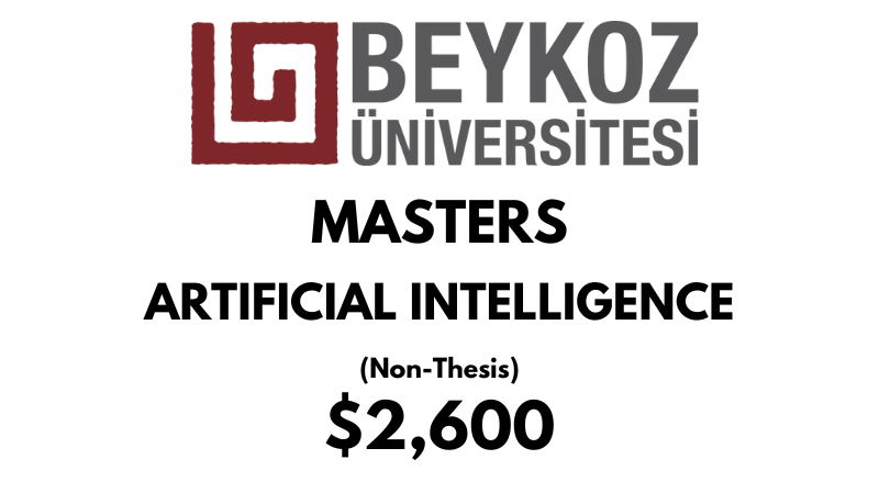 Master of Science - Artificial Intelligence (Non-Thesis) at Beykoz University: Tuition: $2,600 USD Entire Program (After Scholarship)