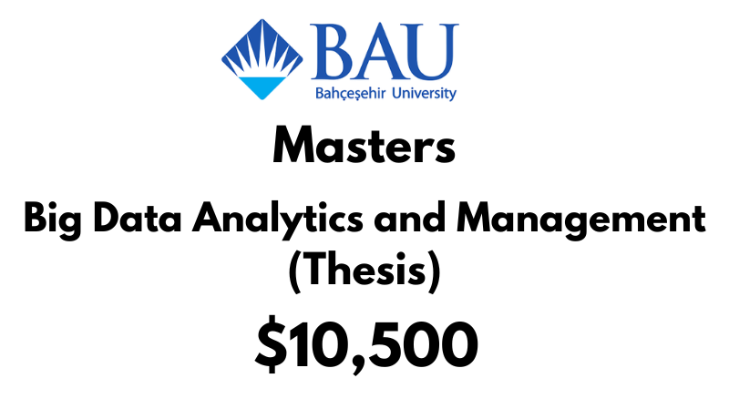 Masters of Big Data Analytics and Management (Thesis) at Bahcesehir University Tuition Fee: $10,500 USD Entire Program (After Scholarship)