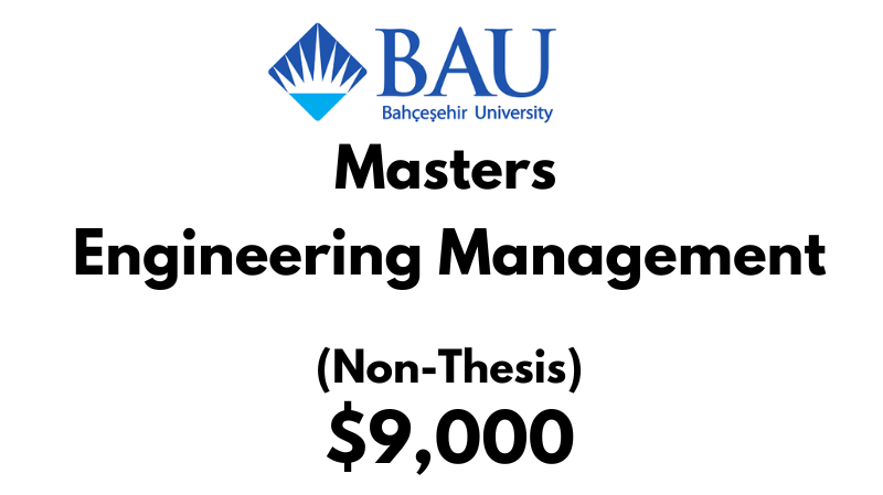 Master of Engineering Management (Non-Thesis) at Bahcesehir University Tuition Fee: 9,000 Entire Program (After Scholarship)