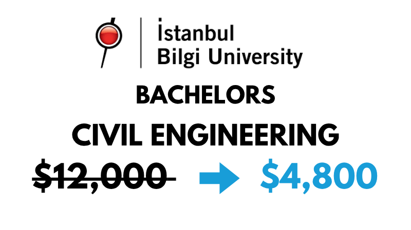 Bachelor of Science (BSc) in Civil Engineering at Istanbul Bilgi University: $4,800/year (After Scholarship)