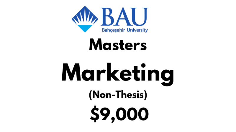 Master of Marketing (Non-Thesis) at Bahcesehir University Tuition Fee: 9,000 Entire Program (After Scholarship)