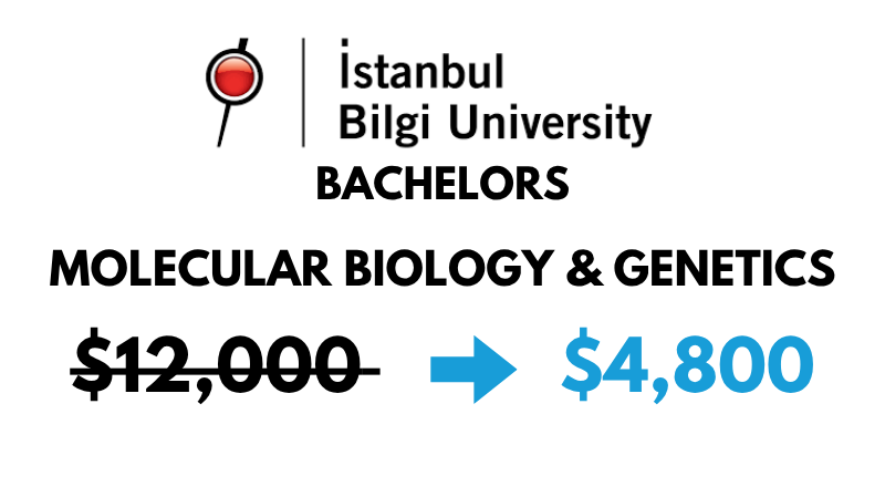 Bachelor of Science (BSc) in Molecular Biology & Genetics at Istanbul Bilgi University: $4,800/year (After Scholarship)