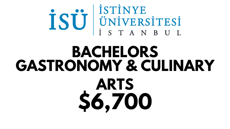 Bachelor of Gastronomy and Culinary Arts at Istinye University: Tuition Fee: $6,700/year