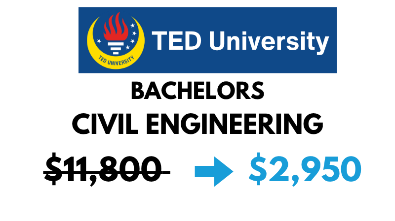 Bachelors of Science (BSc) in Civil Engineering at TED University: $2,950/Year (After Scholarship)