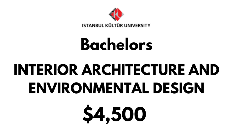 Bachelor of Interior Architecture and Environmental Design at Istanbul Kultur University: Tuition Fee: $4,500/year (After Scholarship)