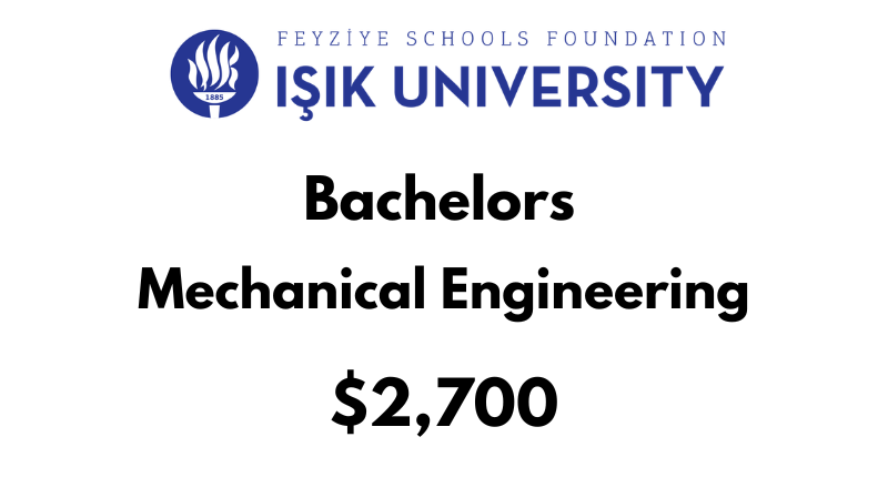 Bachelors of Science (BSc) in Mechanical Engineering at ISIK University: Tuition Fee: $2,700/year (After Scholarship)