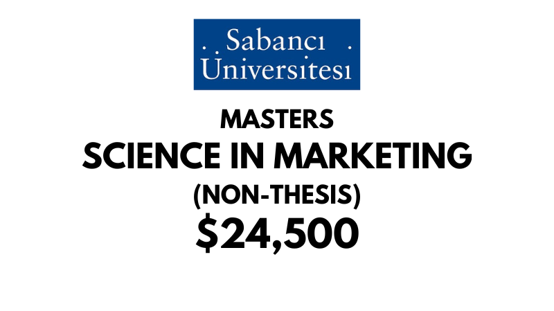Master of Science - Marketing (Non-Thesis) at Sabanci University: Tuition: $24,500 USD Entire Program